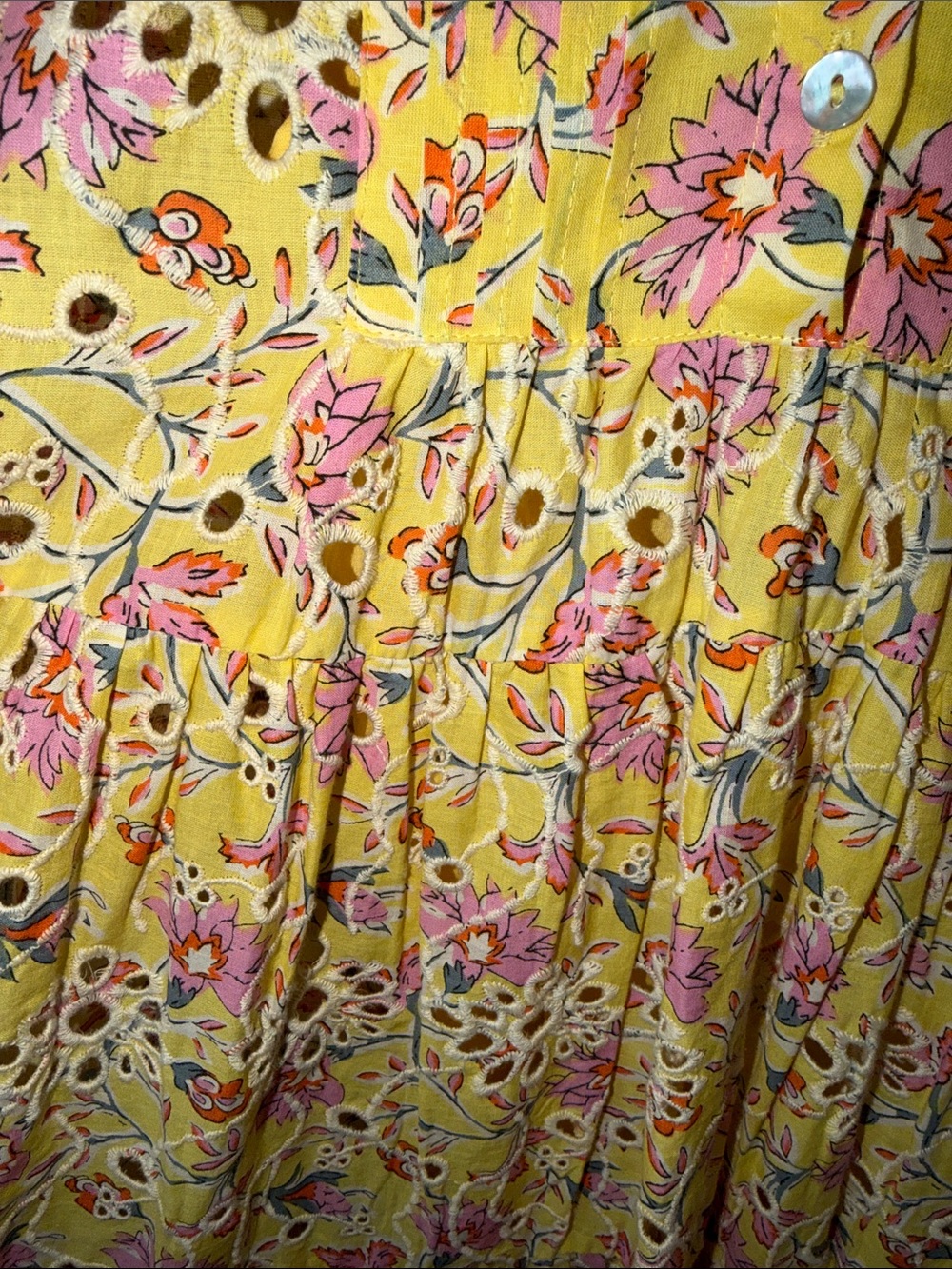 Yellow Floral Eyelet Dress - Picture 6 of 10